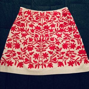 Red embroidered skirt